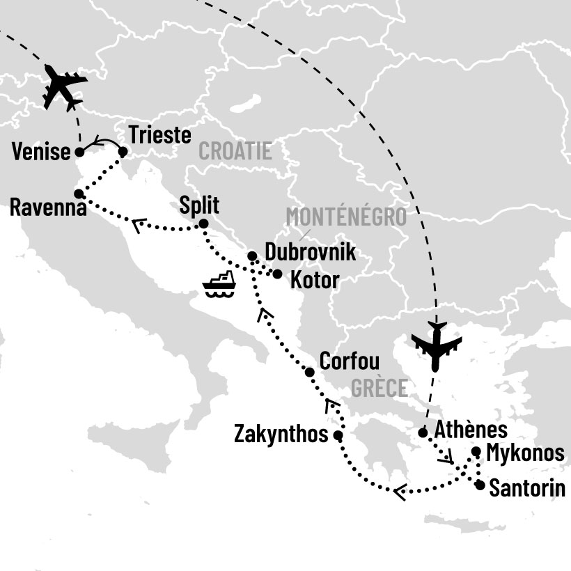 Venise, Îles grecques et Croatie en croisière map