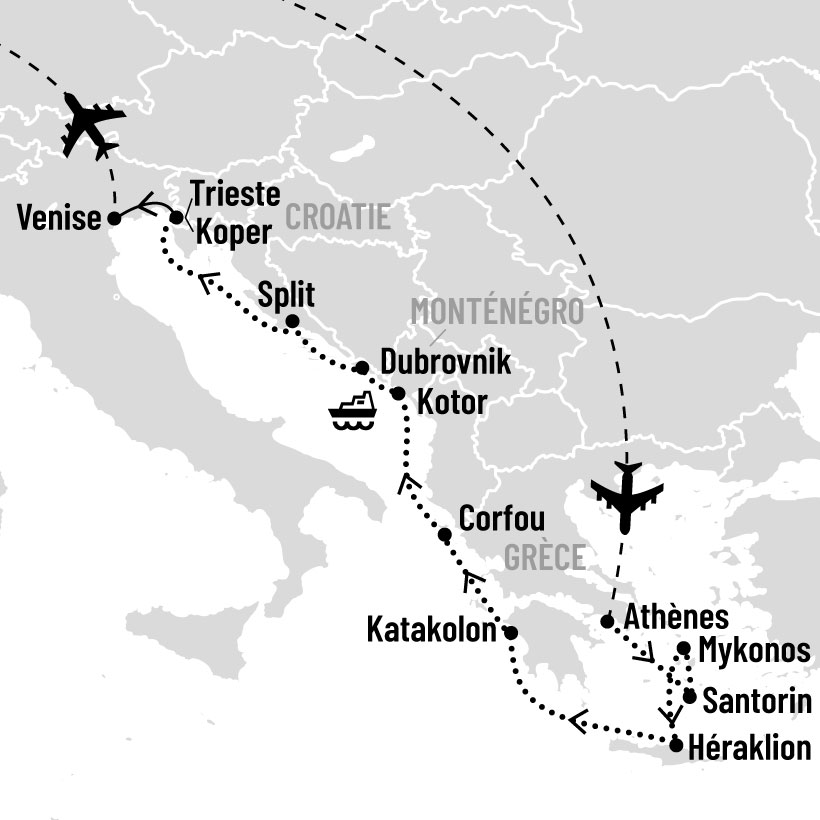 Venise, Îles grecques et Croatie en croisière map