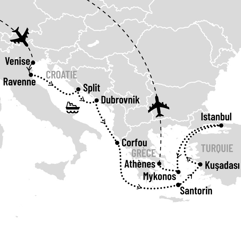 Venise, Îles grecques et Croatie en croisière map