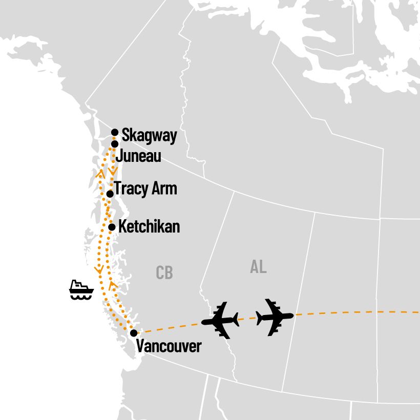 Croisière en Alaska map