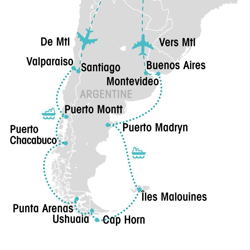 Croisière en Amérique du Sud map