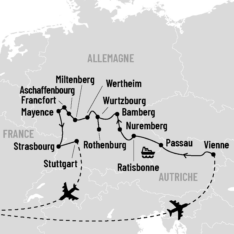 Croisière du Danube au Rhin map