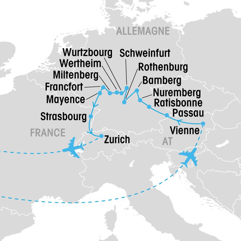 Croisière du Danube au Rhin map