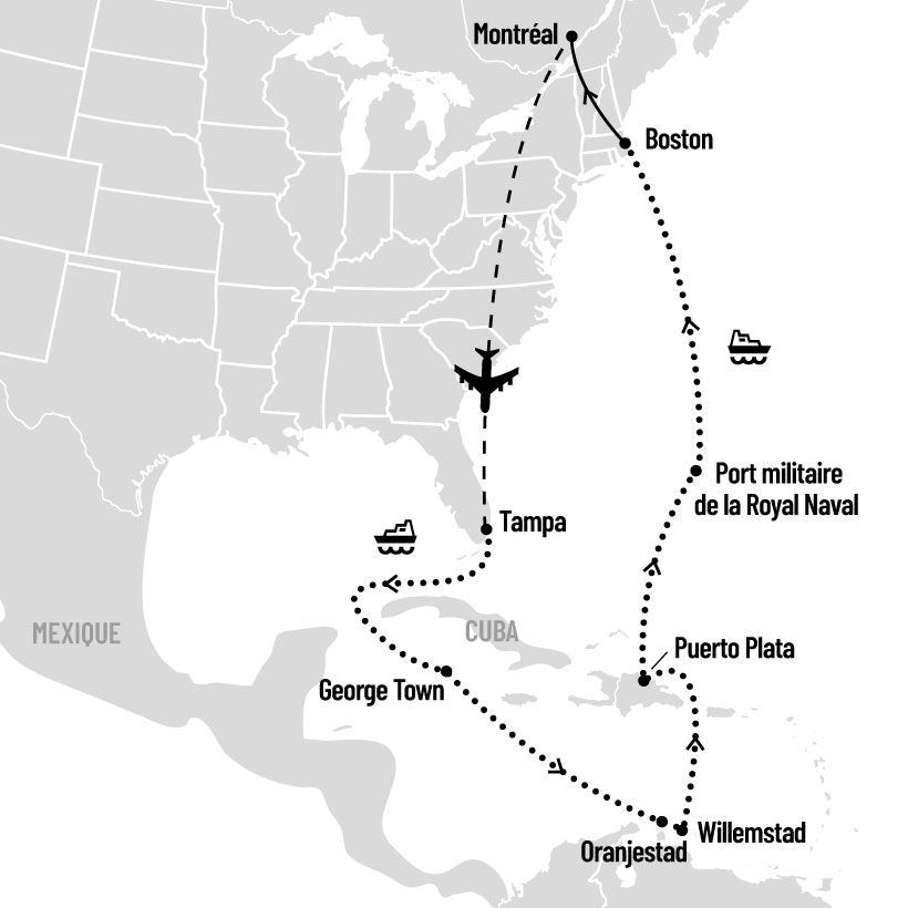 Croisière de Tampa à Boston map