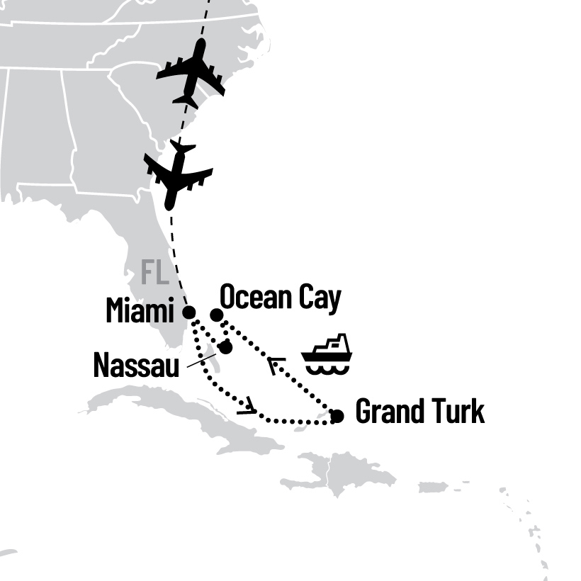Croisière aux Bahamas au départ de Miami map