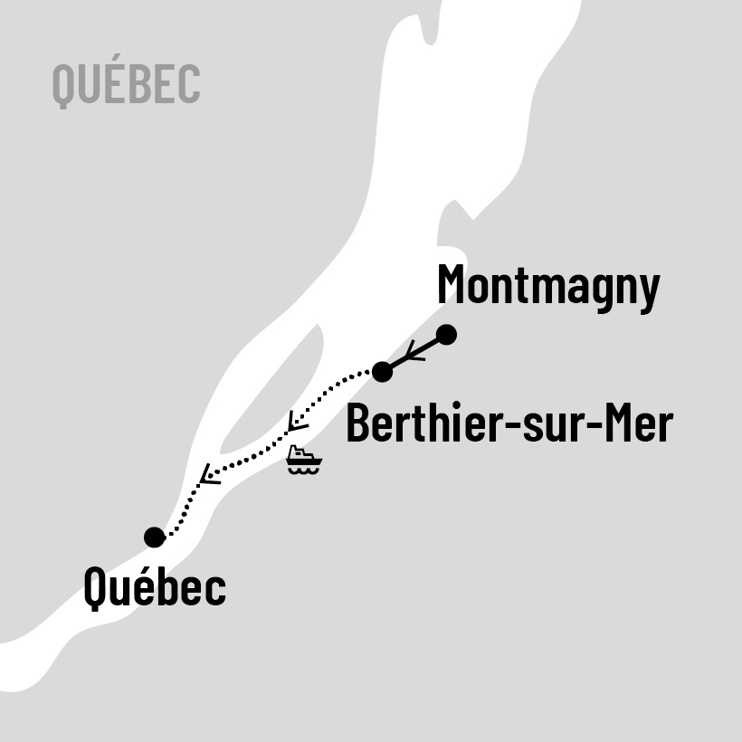 Croisière et couleurs d'automne avec nuitée - de Berthier-sur-Mer à Québec map