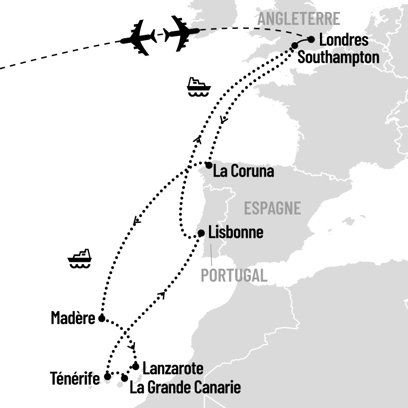 Découverte des Îles Canaries en croisière map