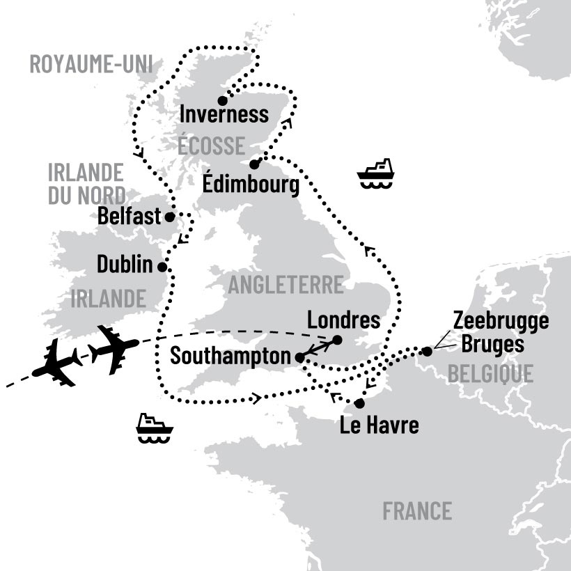 Duo Écosse et Irlande en croisière map