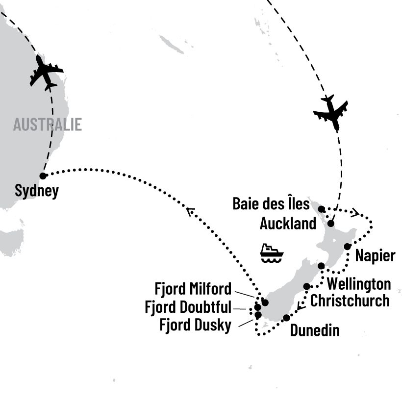 Duo Nouvelle-Zélande et Australie map