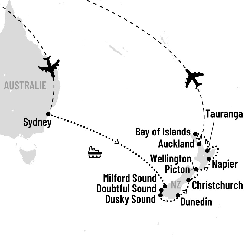 Duo Australie et Nouvelle-Zélande en croisière map