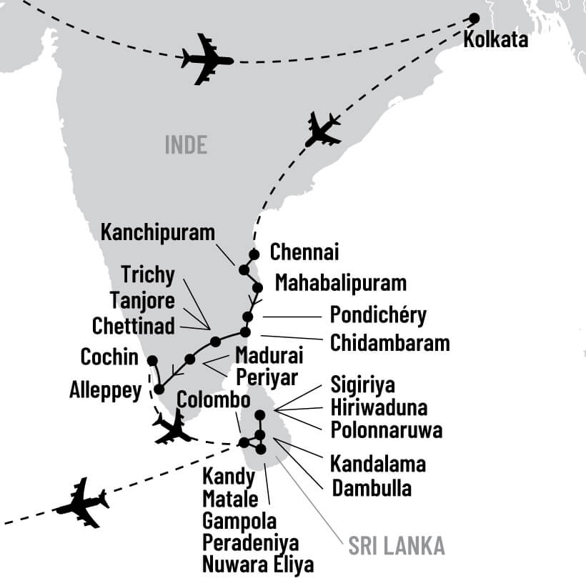 Envoûtante Inde du Sud et Sri Lanka map