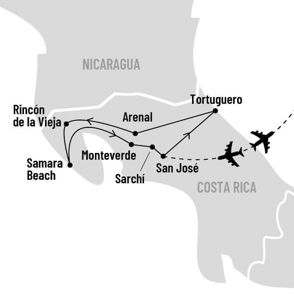 Les incontournables du Costa Rica en formule active map