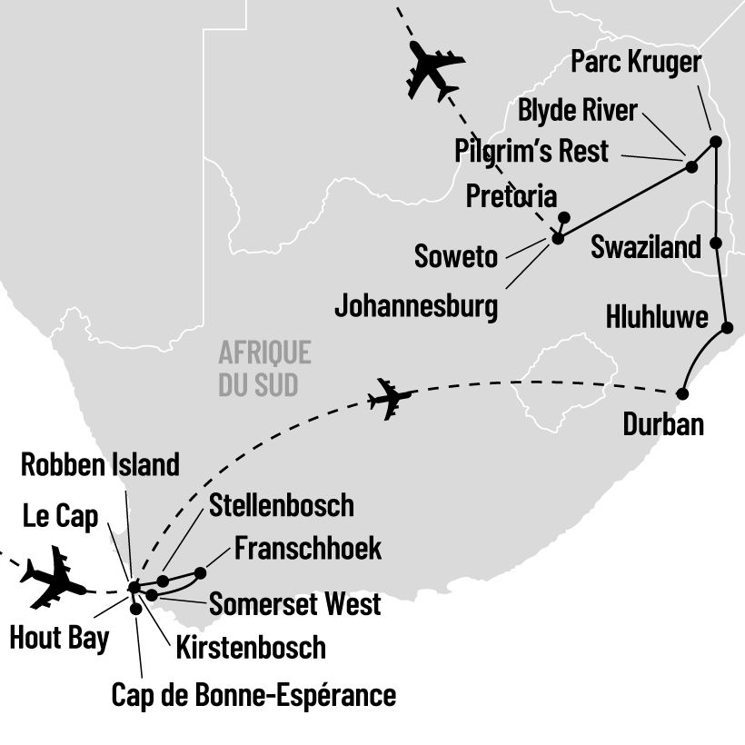 Le meilleur de l'Afrique du Sud map