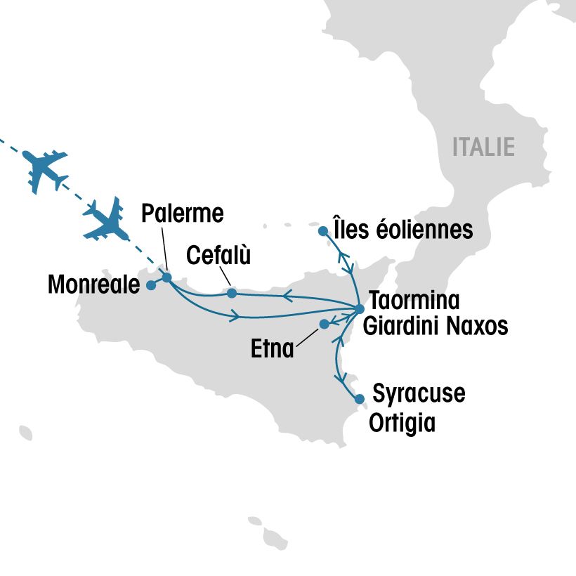 Merveilles de la Sicile et îles éoliennes map