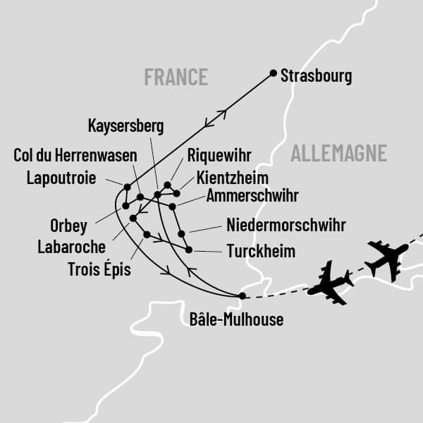 Randonnée pédestre en Alsace map
