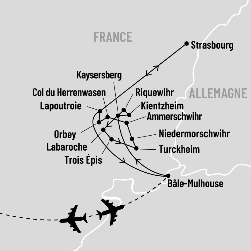 Randonnée pédestre en Alsace map