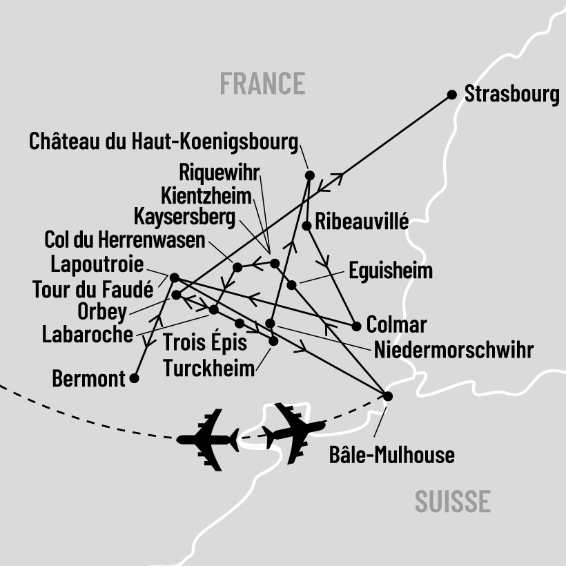 Randonnée pédestre en Alsace map