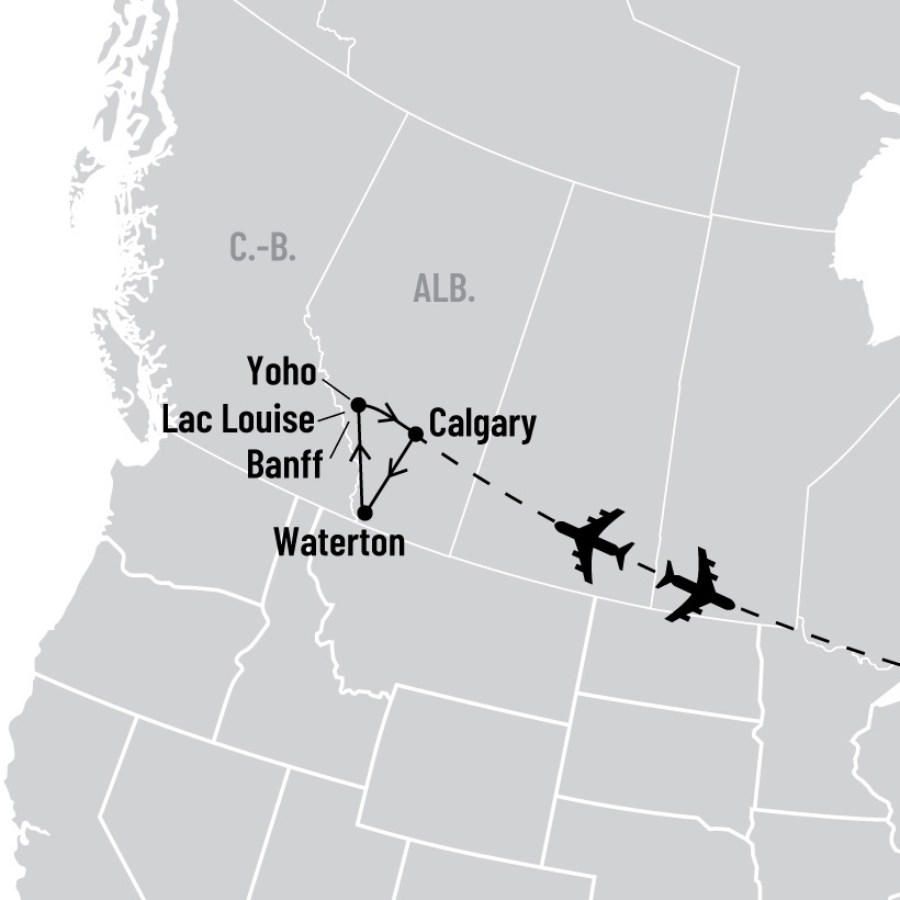 Randonnée dans les Rocheuses canadiennes map
