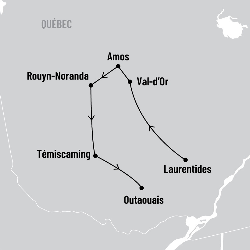 La route des Explorateurs: Laurentides, Abitibi-Témiscamingue et Outaouais map