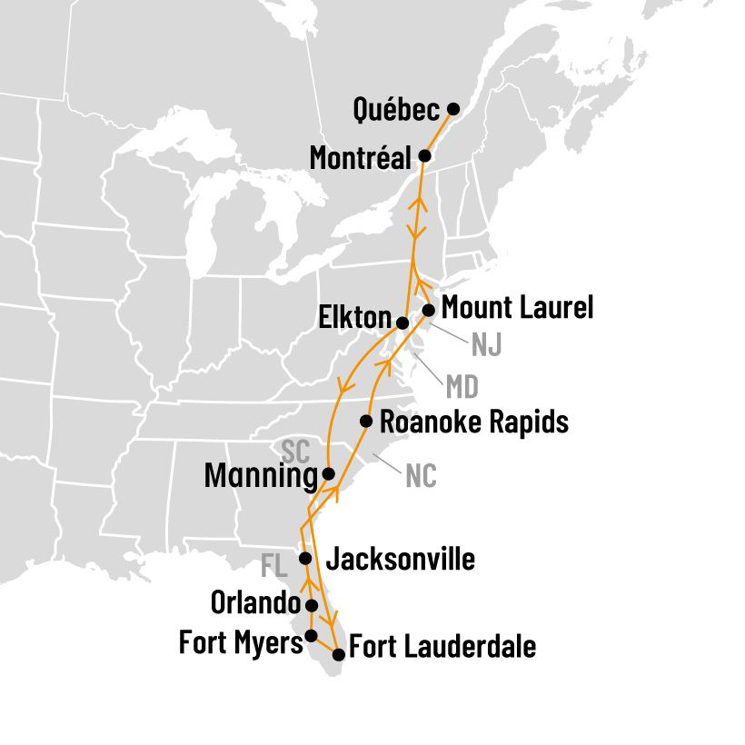 Tournée de la Floride map